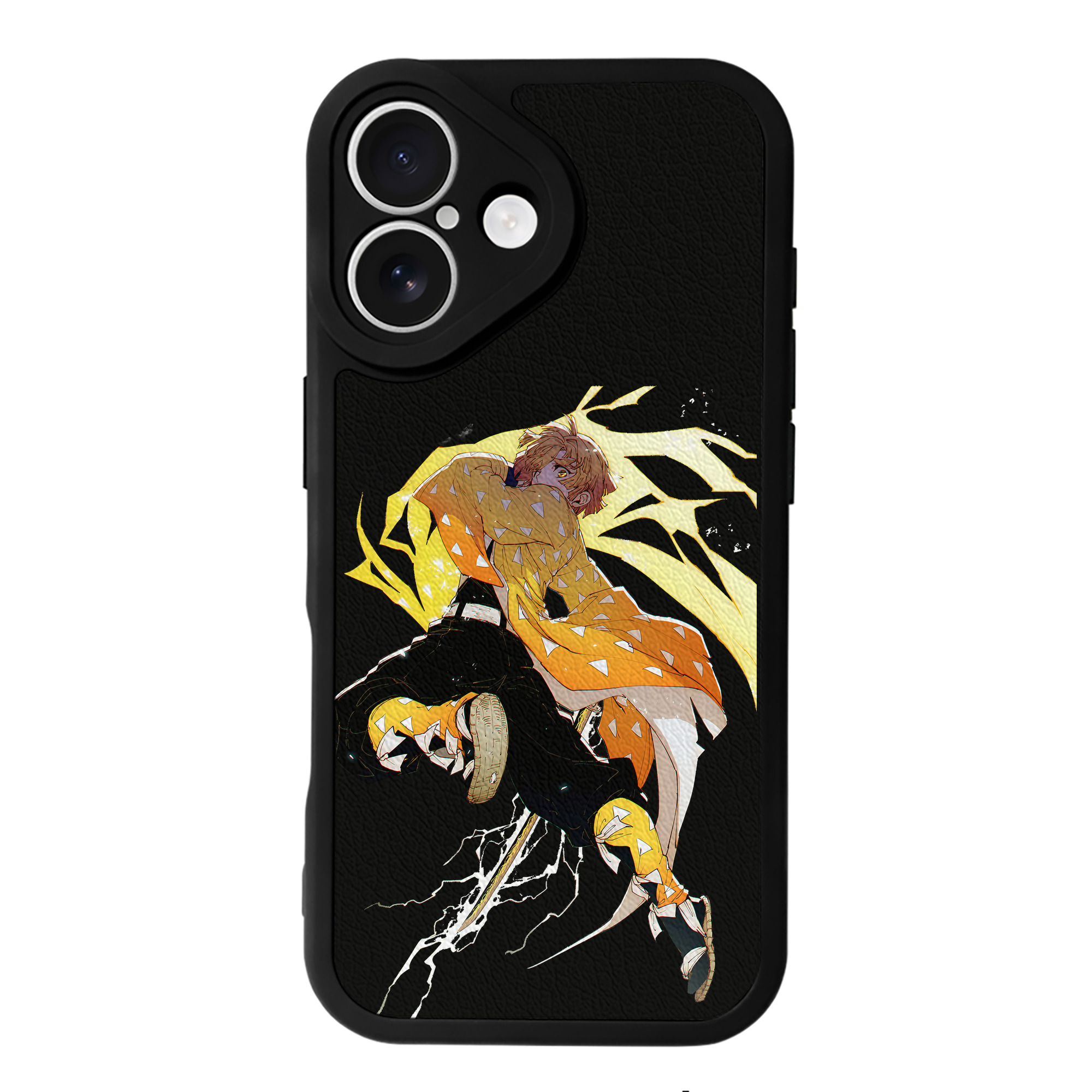 （画像用） 鬼滅の刃（きめつのやいば）我妻 善逸／あがつま ぜんいつ Agatsuma Zenitsu 【iPhone 16シリーズ対応】シリコンスマホケース（レザー調） 材質：シリコン